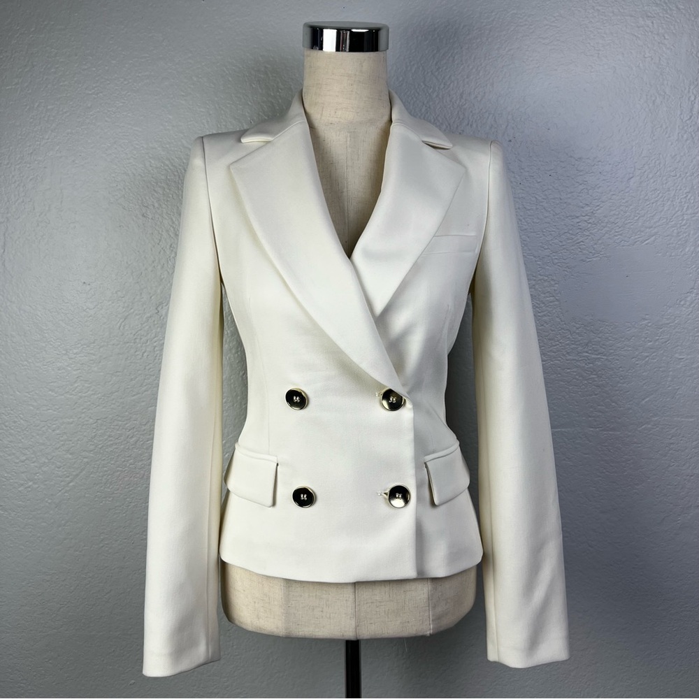 Zara Doble Breasted Golden Buttons Cream Blazer Size XS